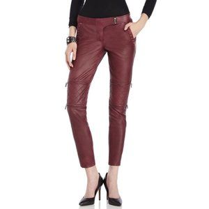 Scotch & Soda Red Leather Biker Pant
